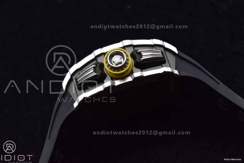 Strap V Chrono A7750 RM011 SS Sophisticated Rubber Crystal Edition Best Dial 1:1 KVF 1025 Black Black on 0915